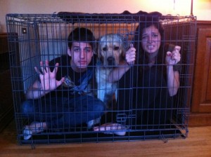 Olivia Newport kids in cage