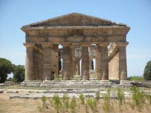 Ancient Greek temple at Paestum, Italy, where my hero's evacuation hospital was based in On Distant Shores.