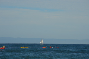 Olivia Newport kayaks on Monterey Bey